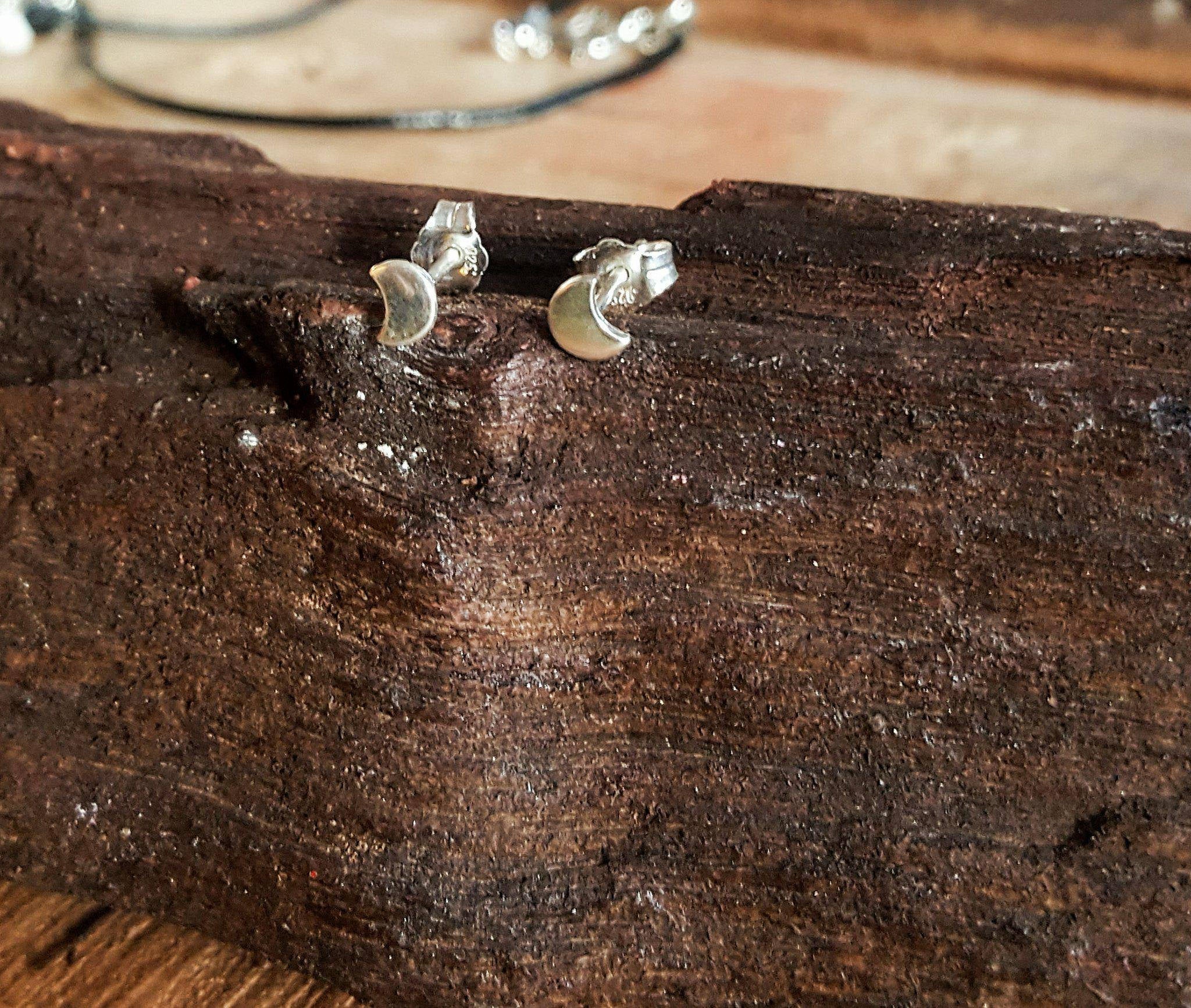 Collection of Crescent Moon Stud Earrings - Inchoo Bijoux in a gallery layout