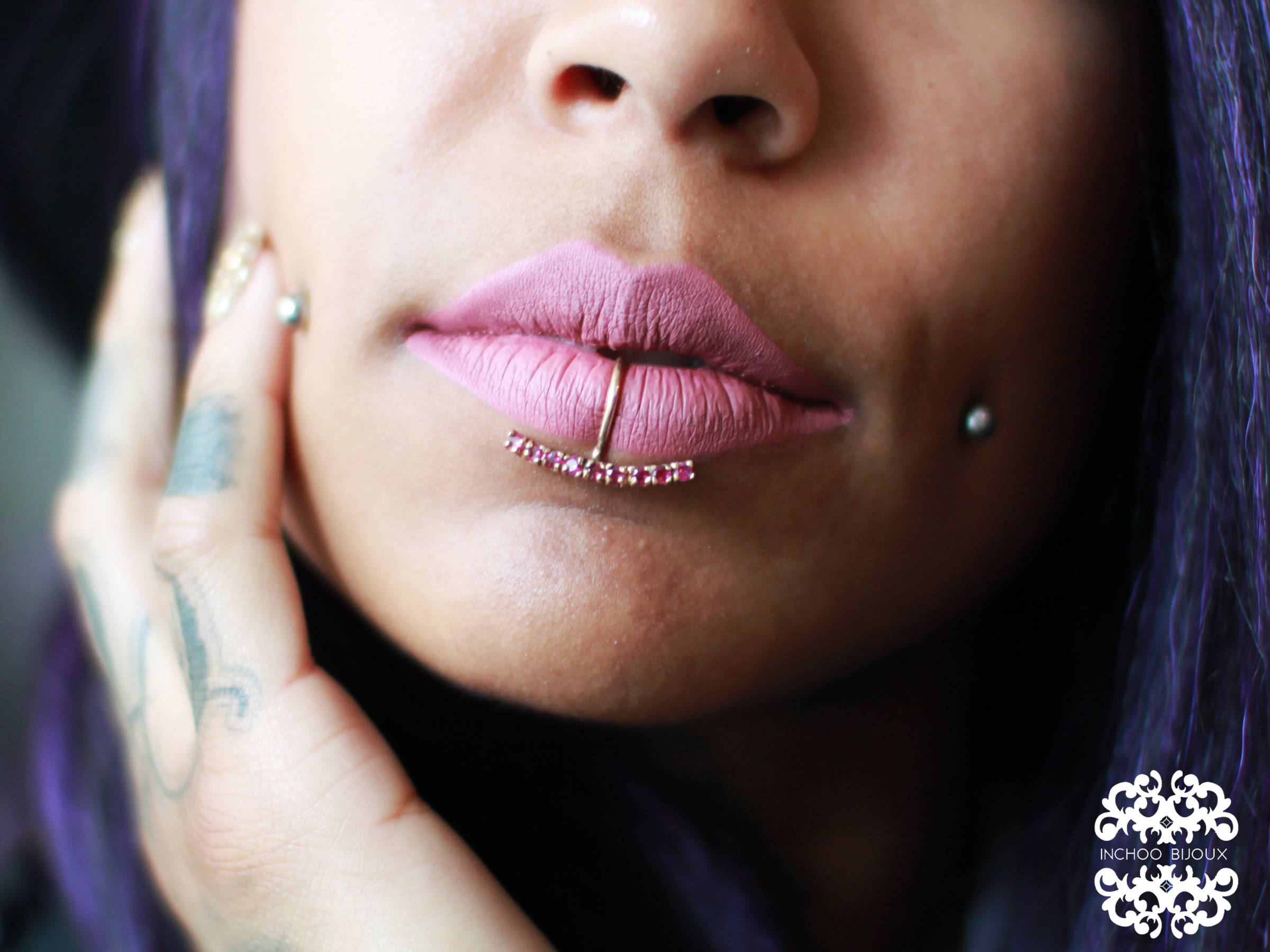 Collection of Ruby Red Fake Lip Piercing - Inchoo Bijoux in a gallery layout