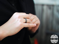 Collection of 5mm Hammered Silver Mens Wedding Band Ring - Inchoo Bijoux in a gallery layout