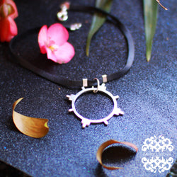 Collection of Black Leather O-Ring Celestial Choker Necklace-Choker-Inchoo Bijoux-Inchoo Bijoux in a gallery layout