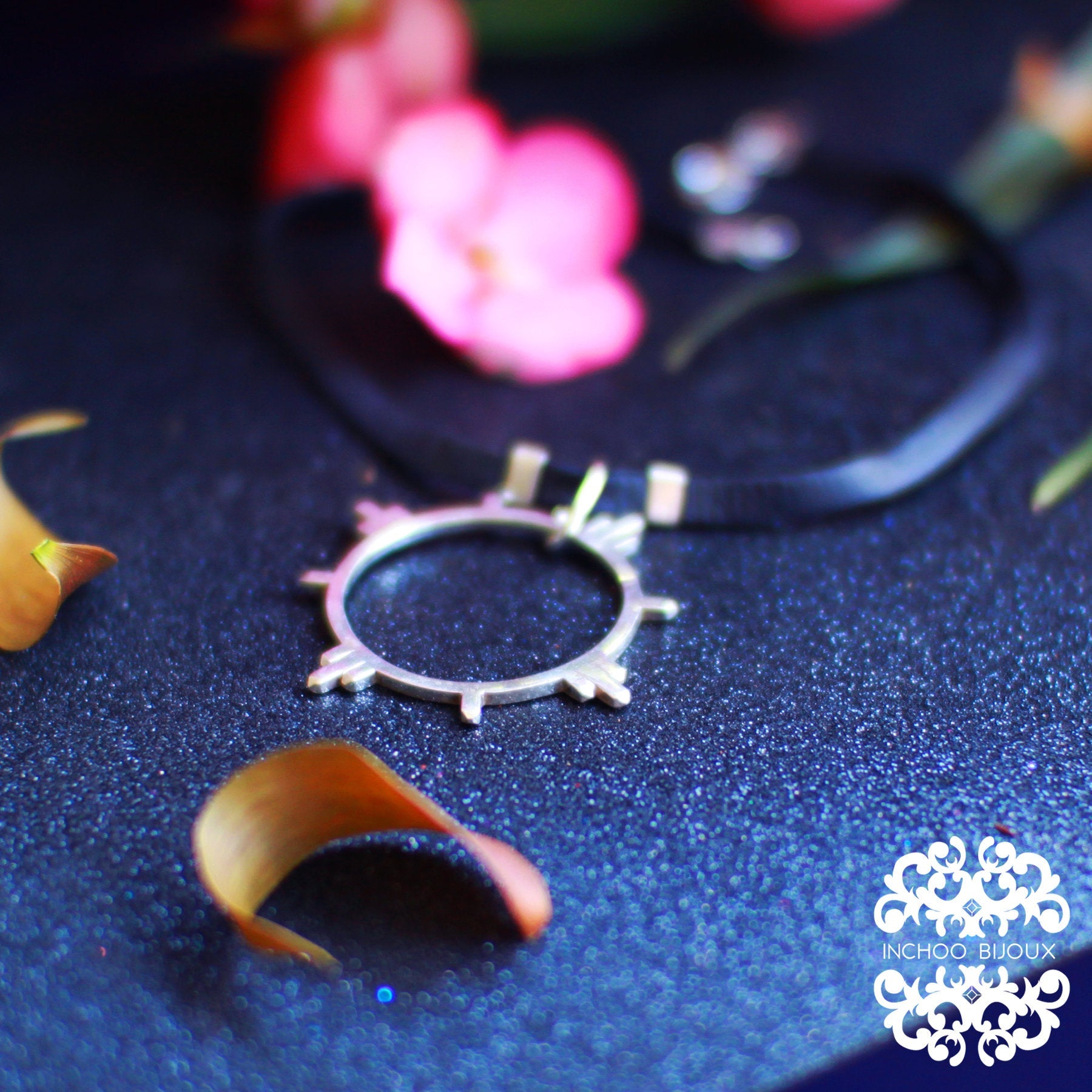 Collection of Black Leather O-Ring Celestial Choker Necklace-Choker-Inchoo Bijoux-Inchoo Bijoux in a gallery layout