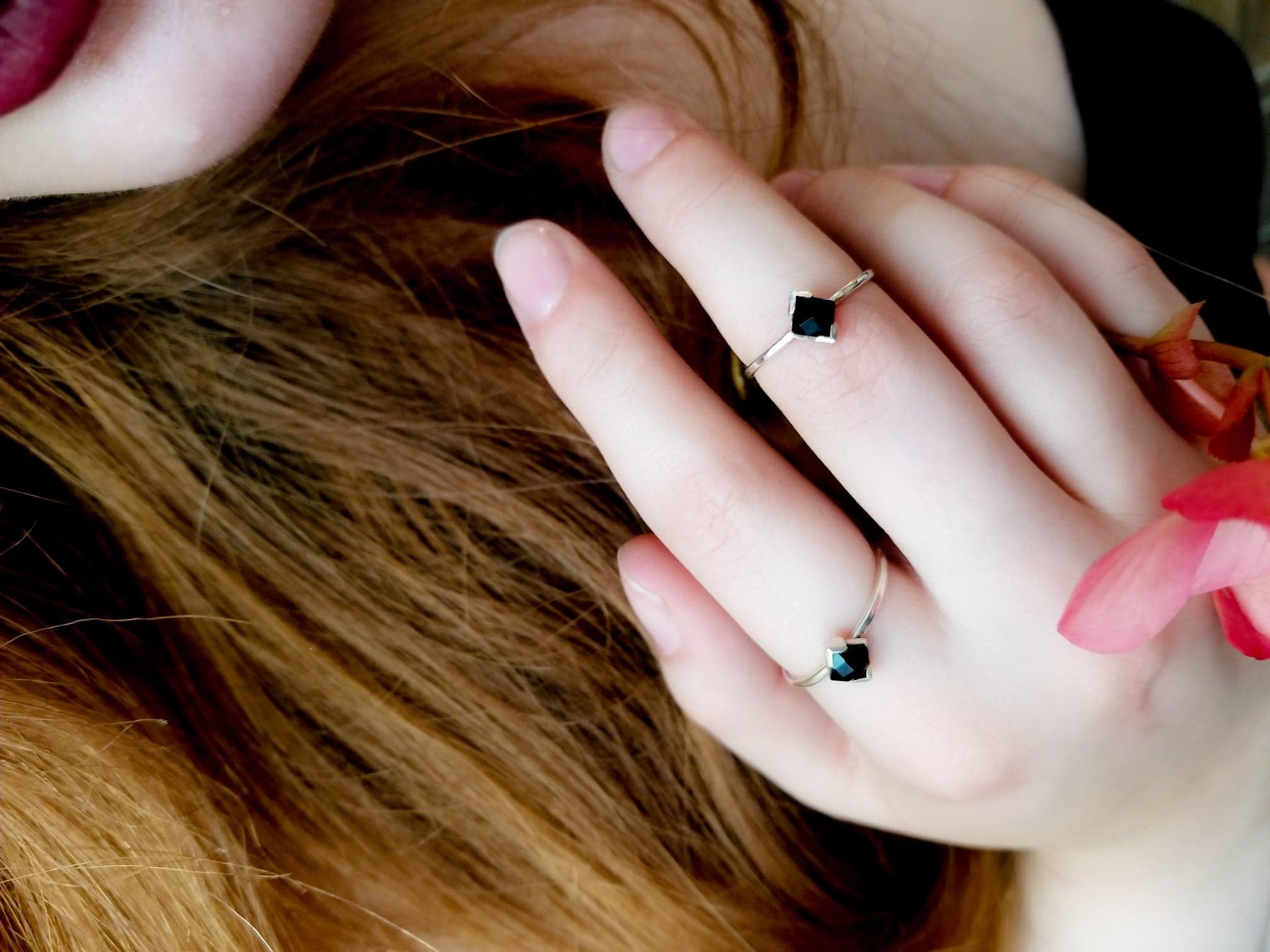 Collection of Faceted Black Onyx Ring-Ring-Inchoo Bijoux-Inchoo Bijoux in a gallery layout