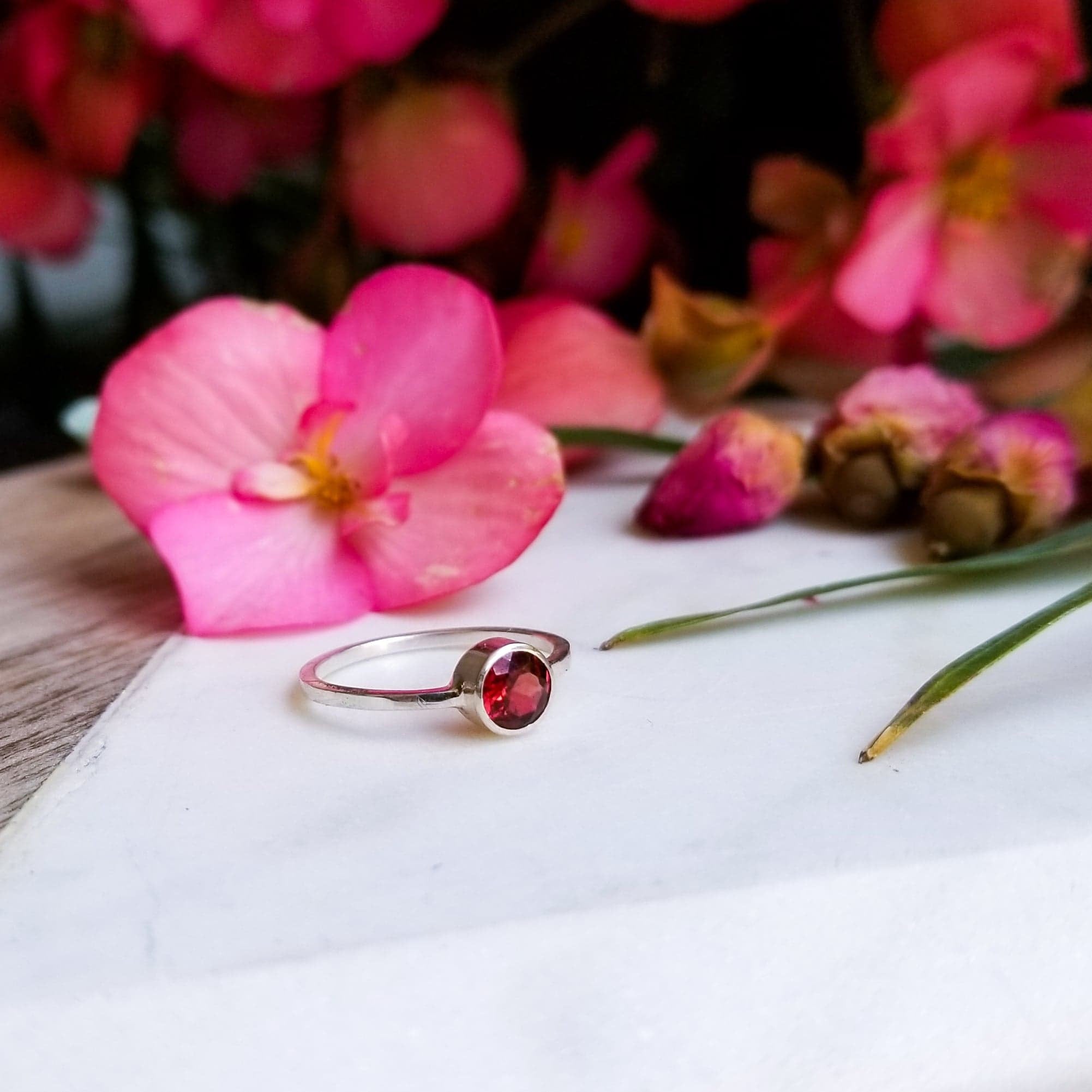 Collection of Genuine Garnet Stacking Ring-Ring-Inchoo Bijoux-Inchoo Bijoux in a gallery layout