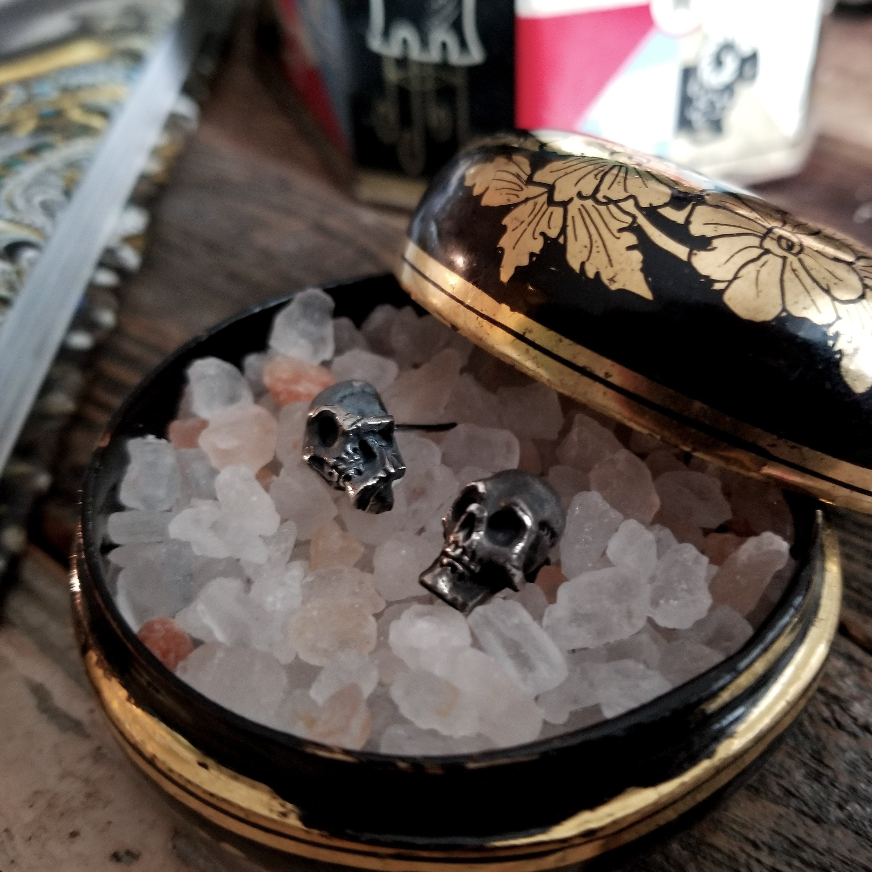 Collection of Rustic Skull Stud Post Earrings - Inchoo Bijoux in a gallery layout