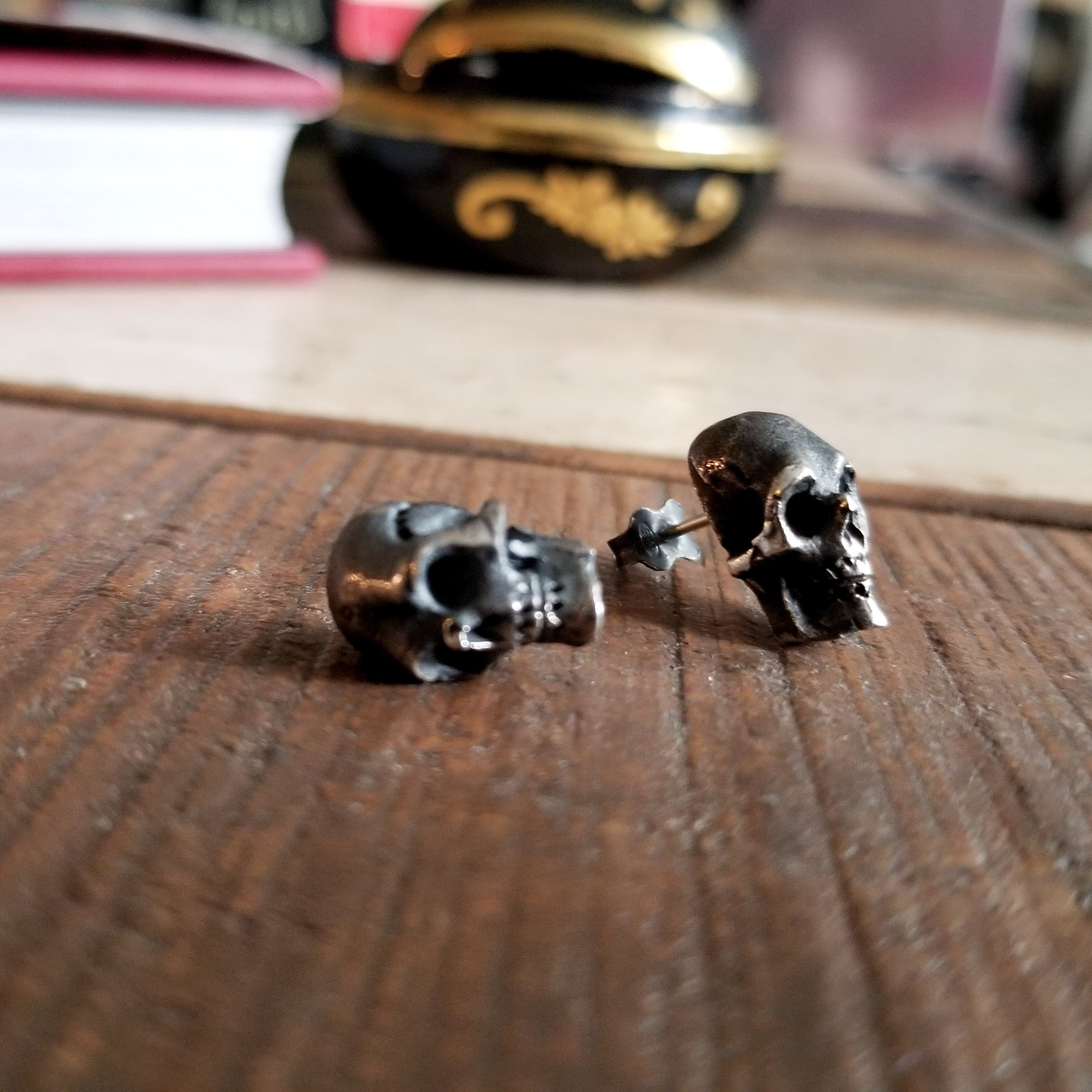 Collection of Rustic Skull Stud Post Earrings - Inchoo Bijoux in a gallery layout