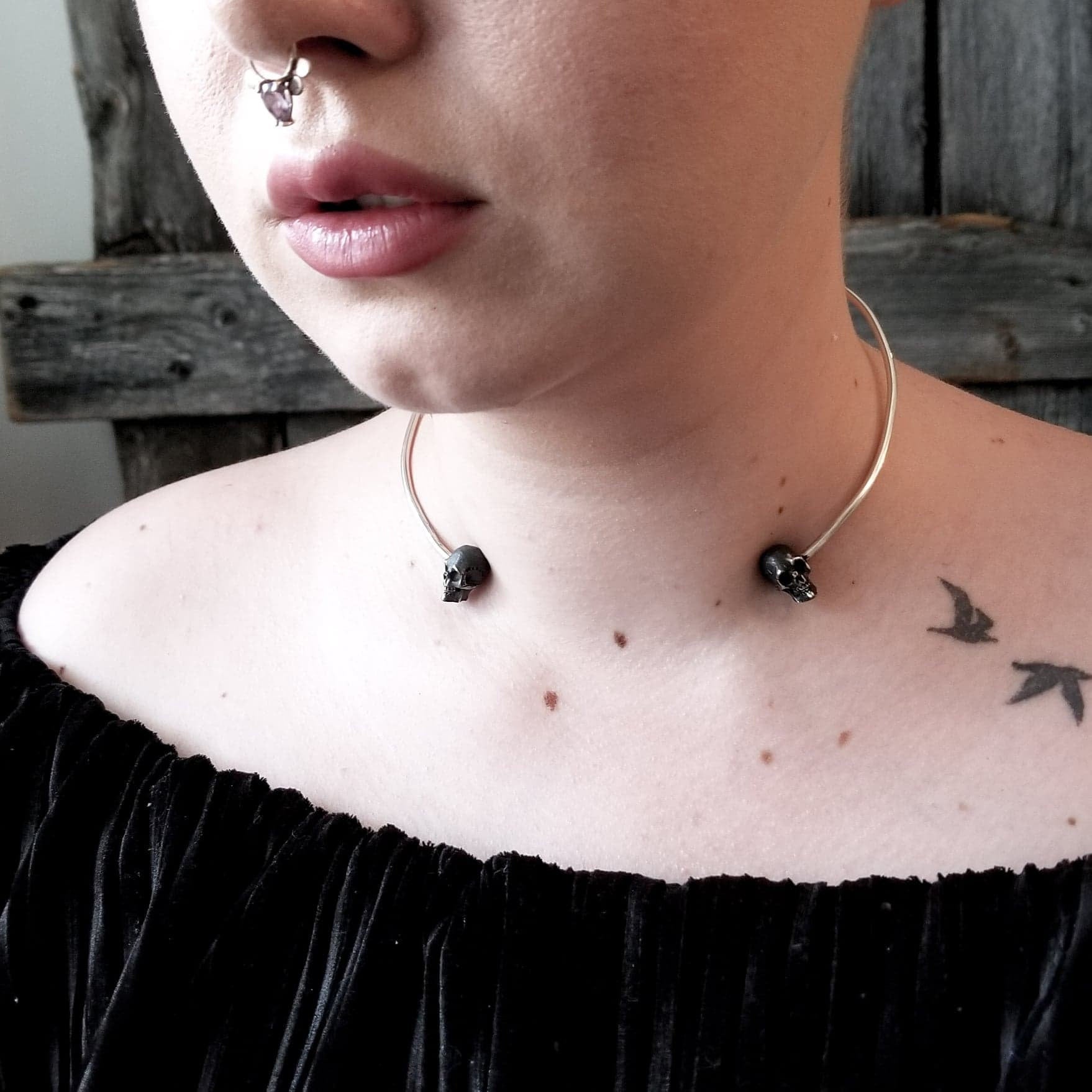 Collection of Solid Silver Skull Choker - Inchoo Bijoux in a gallery layout