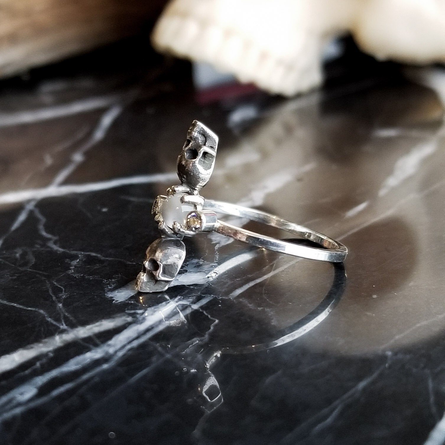 Collection of White Moonstone Skull Ring-Ring-Inchoo Bijoux-Inchoo Bijoux in a gallery layout