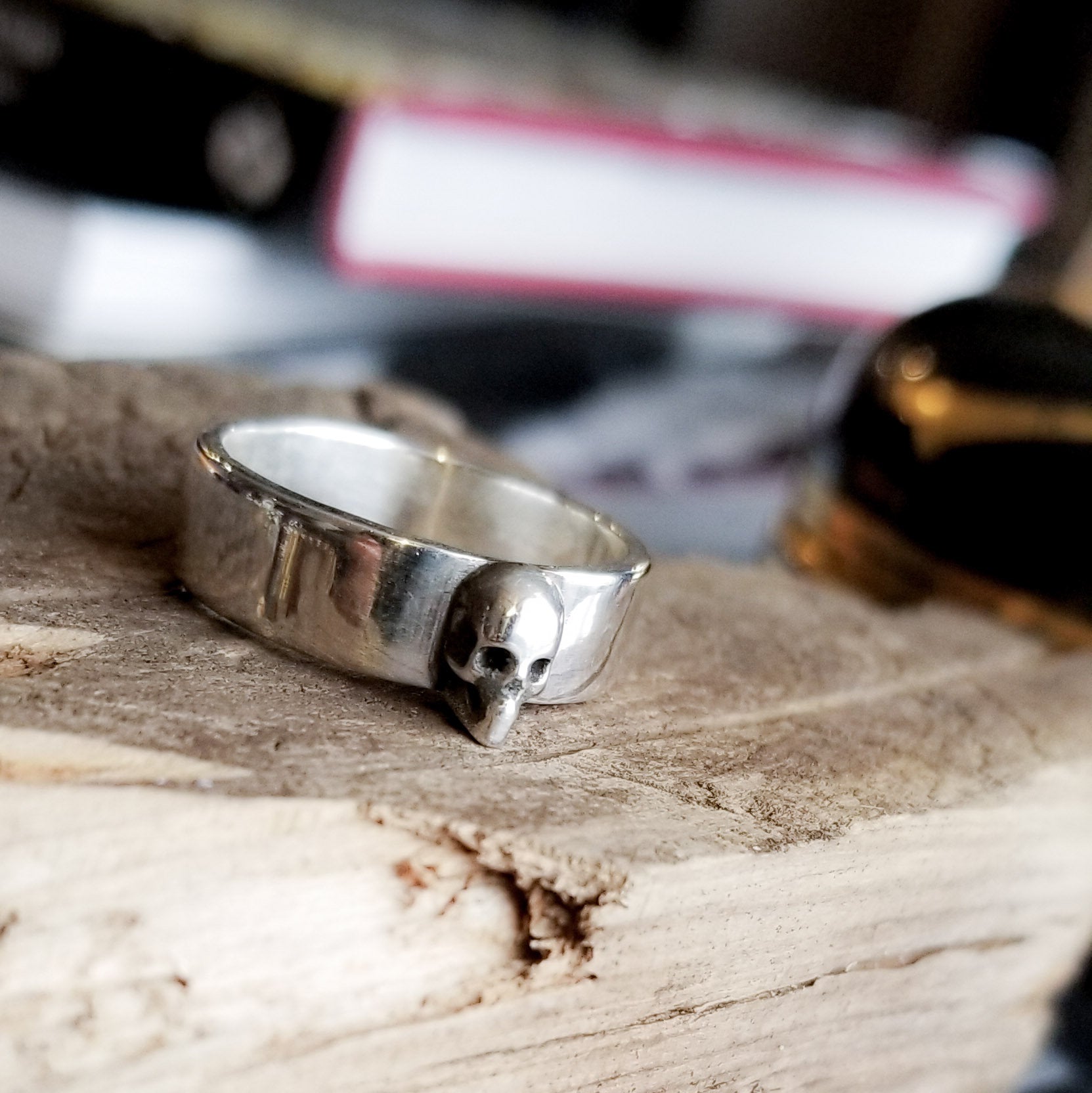 Collection of Silver Small Skull Ring Band - Inchoo Bijoux in a gallery layout