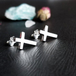 Collection of Simple Small Cross Earrings - Inchoo Bijoux in a gallery layout