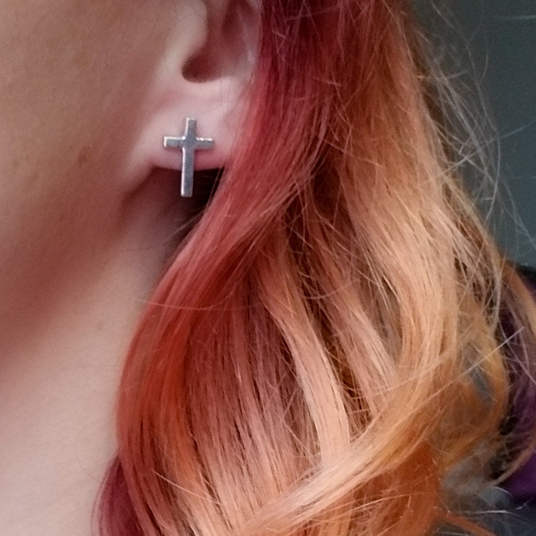 Collection of Simple Small Cross Earrings - Inchoo Bijoux in a gallery layout