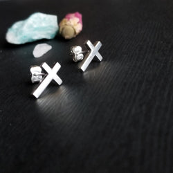 Collection of Simple Small Cross Earrings - Inchoo Bijoux in a gallery layout