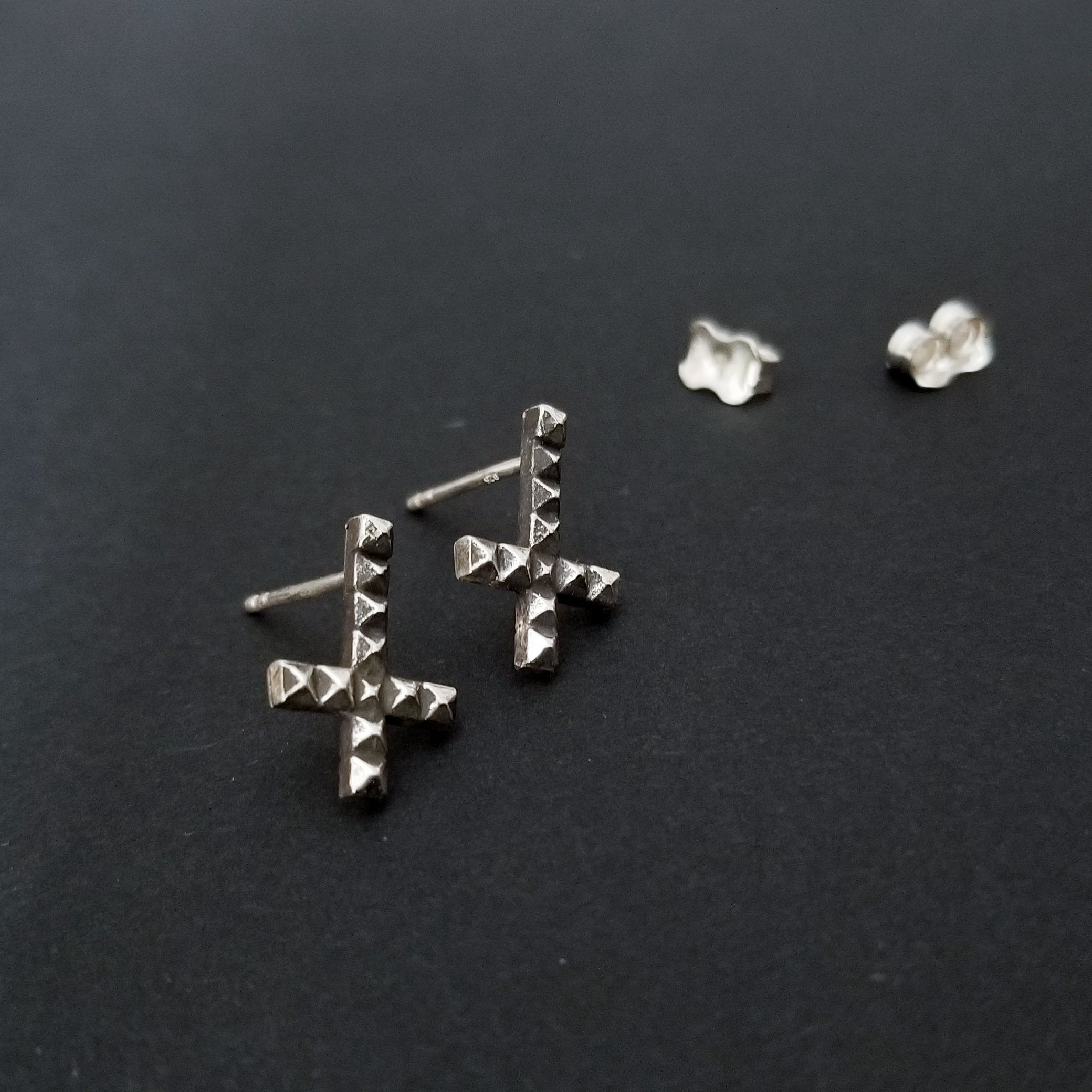 Collection of Inverted Studded Cross Small Earrings - Inchoo Bijoux in a gallery layout