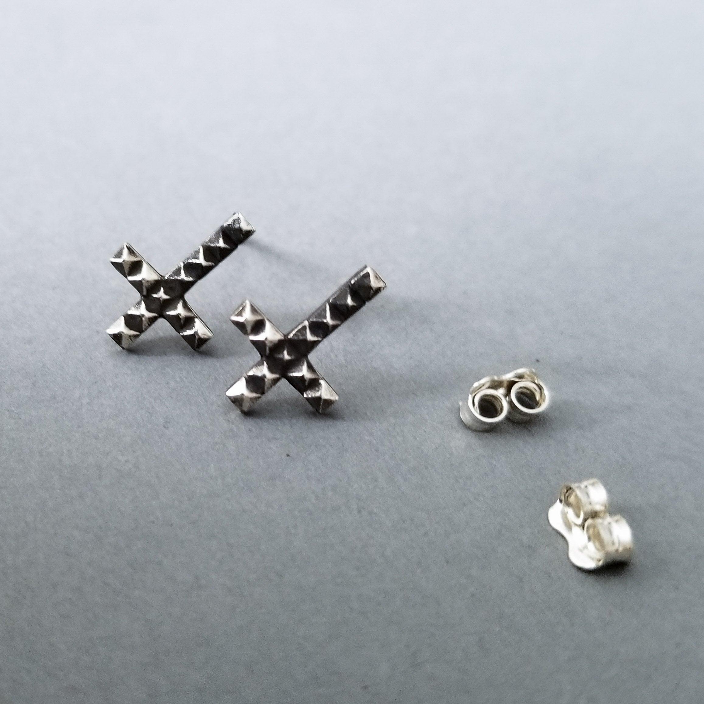 Collection of Inverted Studded Cross Small Earrings - Inchoo Bijoux in a gallery layout