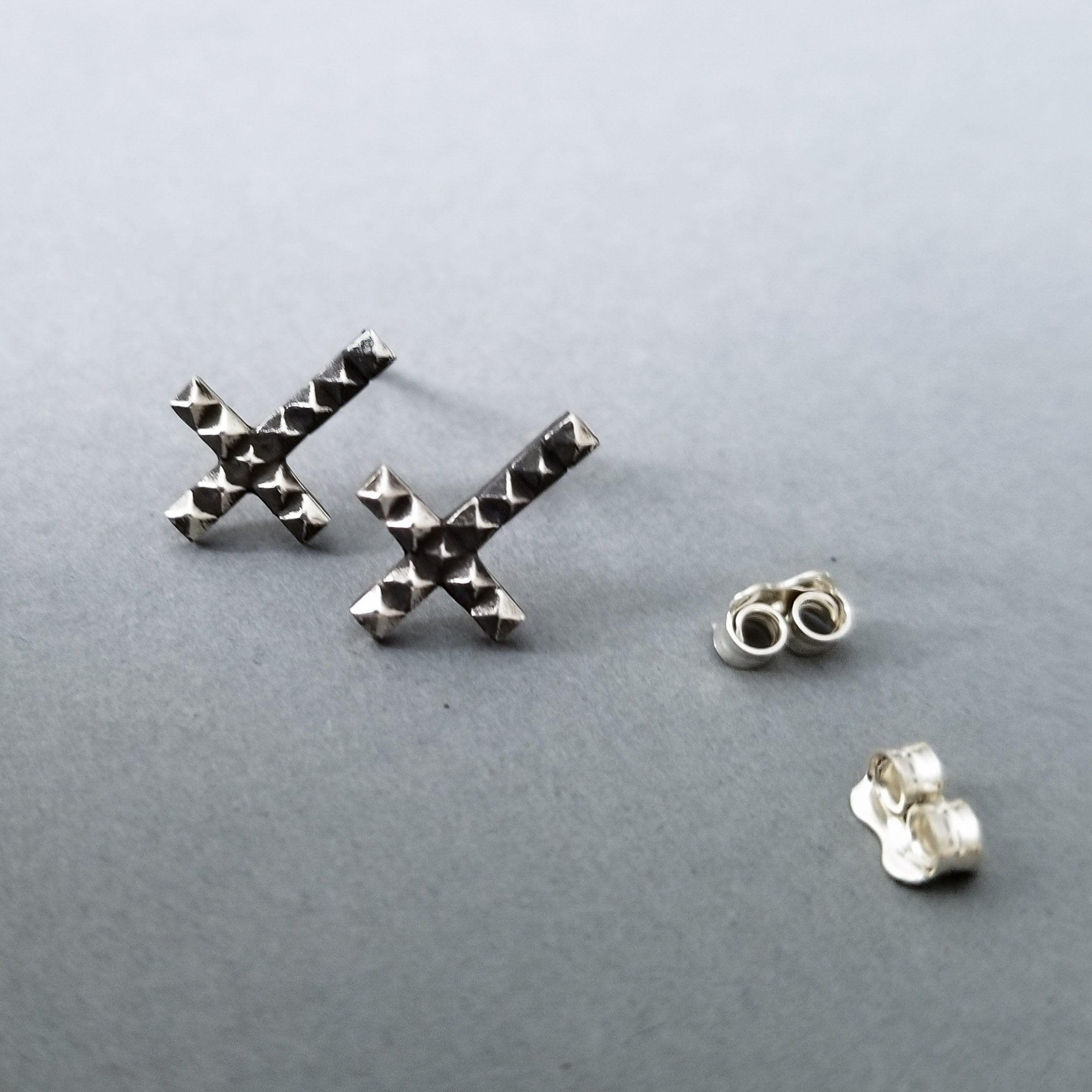Inverted Studded Cross Small Earrings - Inchoo Bijoux