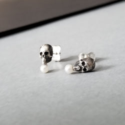 Collection of Tiny Pearl Skull Earrings - Inchoo Bijoux in a gallery layout