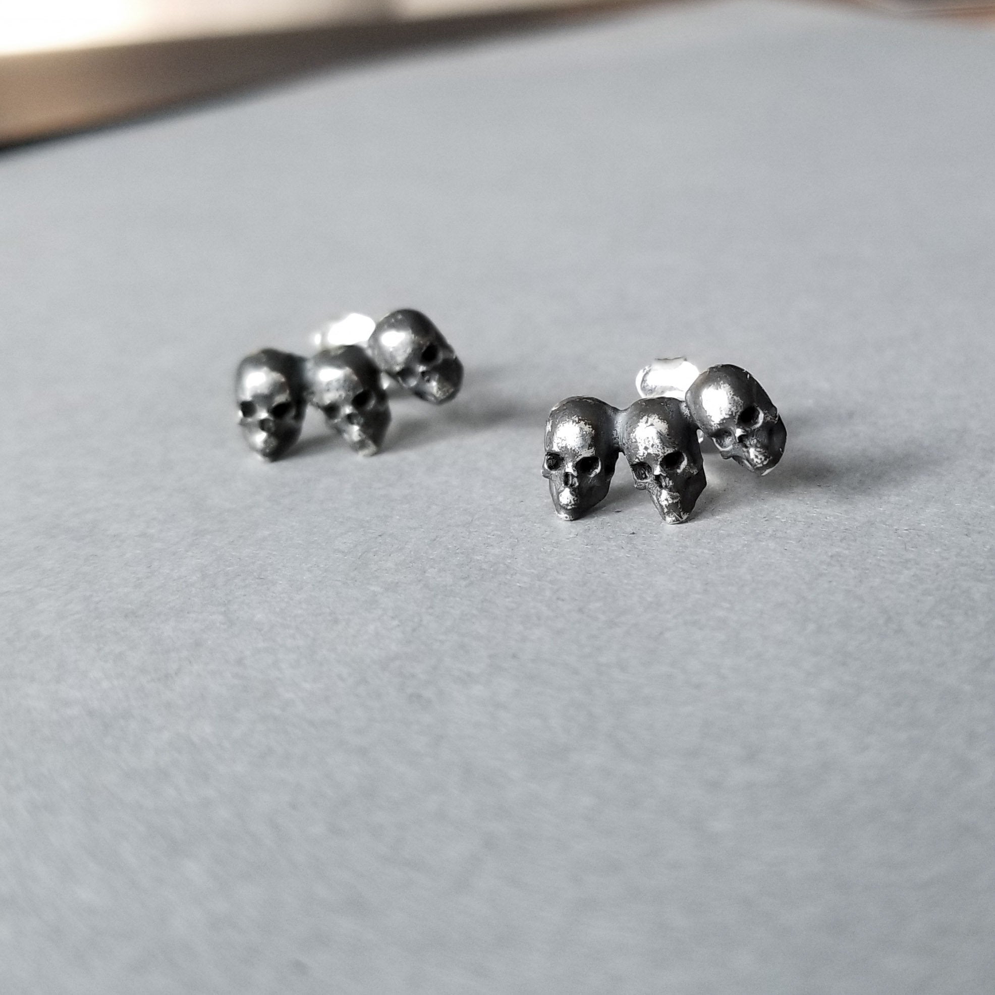 Collection of Triple Skull Earring Studs - Inchoo Bijoux in a gallery layout