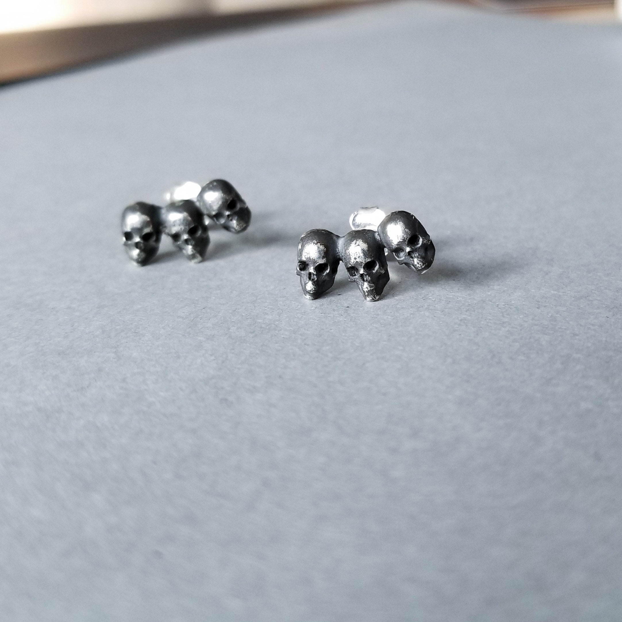 Collection of Triple Skull Earring Studs - Inchoo Bijoux in a gallery layout