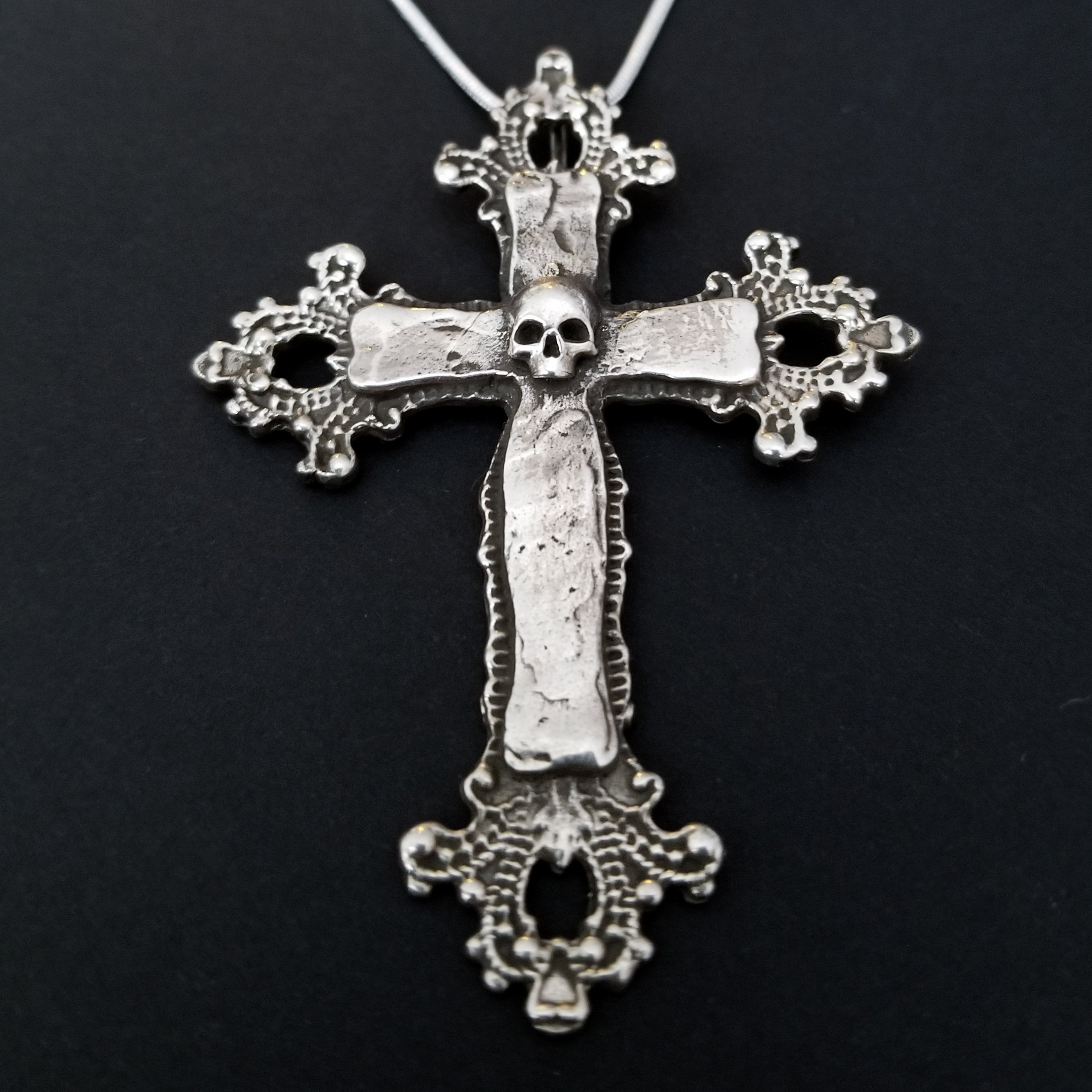 Collection of Big Baroque Silver Skull Cross Pendant - Inchoo Bijoux in a gallery layout