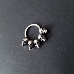 Collection of 5 Skull Silver Septum Ring - Inchoo Bijoux in a gallery layout