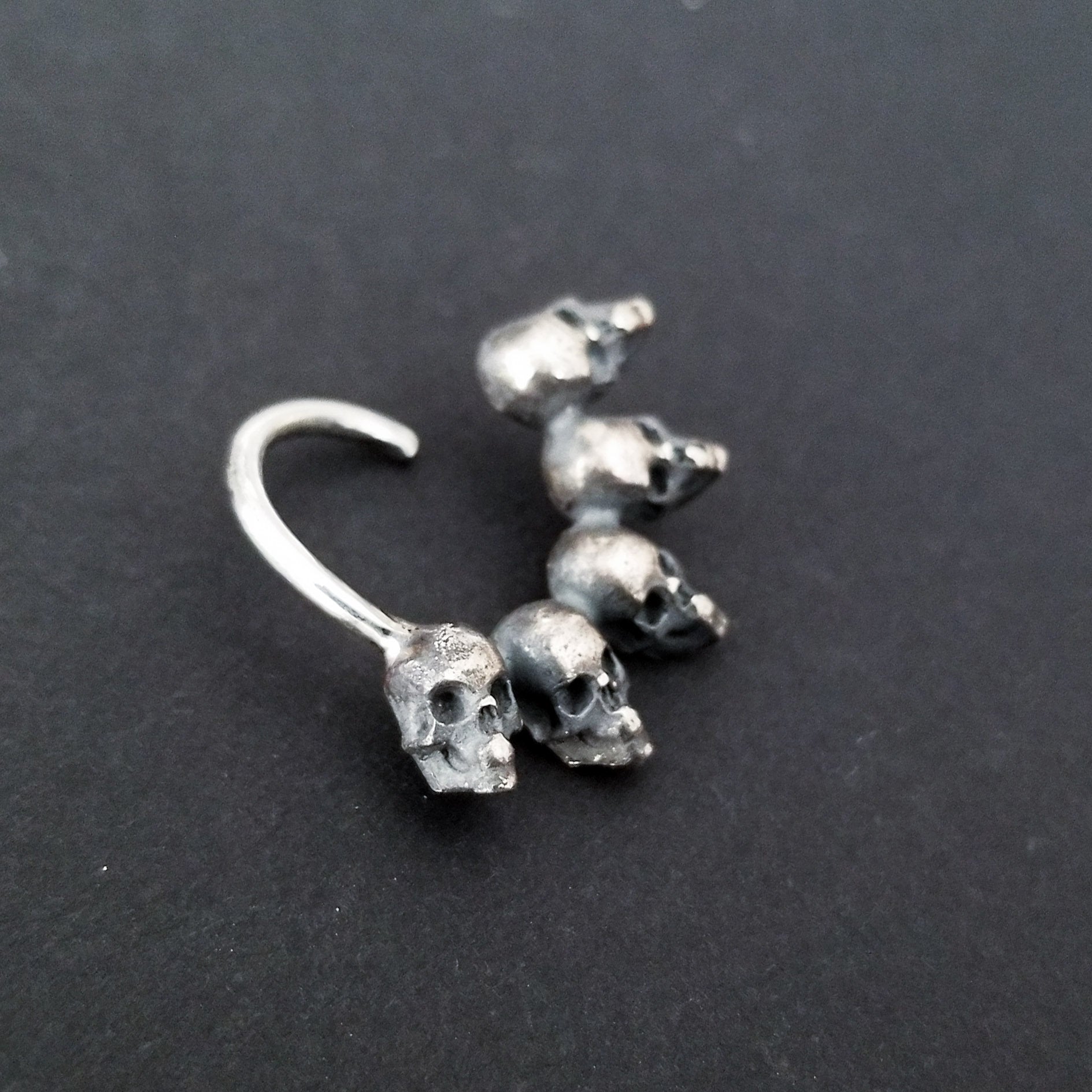 5 Skull Silver Septum Ring - Inchoo Bijoux