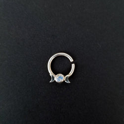 Collection of Rainbow Moonstone Lunar Phase Septum Piercing - Inchoo Bijoux in a gallery layout