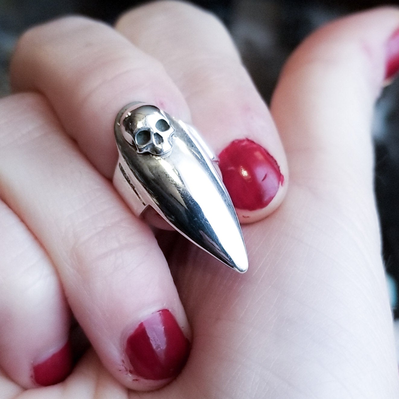 Collection of Skull Stiletto Midi Fake Nail Ring - Inchoo Bijoux in a gallery layout