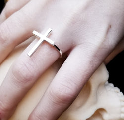 Collection of Big Shiny Simple Cross Ring - Inchoo Bijoux in a gallery layout