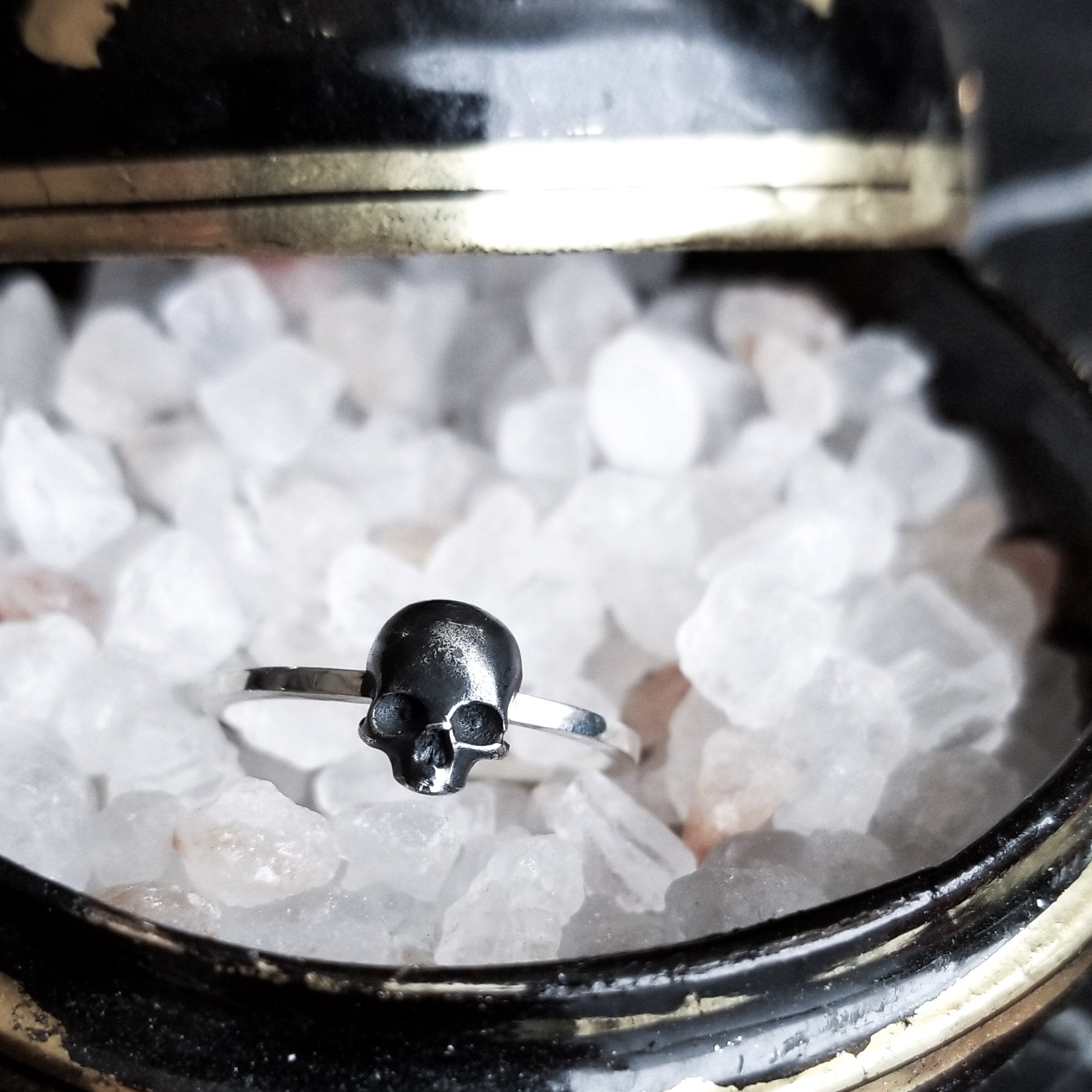 Collection of Tiny Silver Skull Ring Stackable - Inchoo Bijoux in a gallery layout