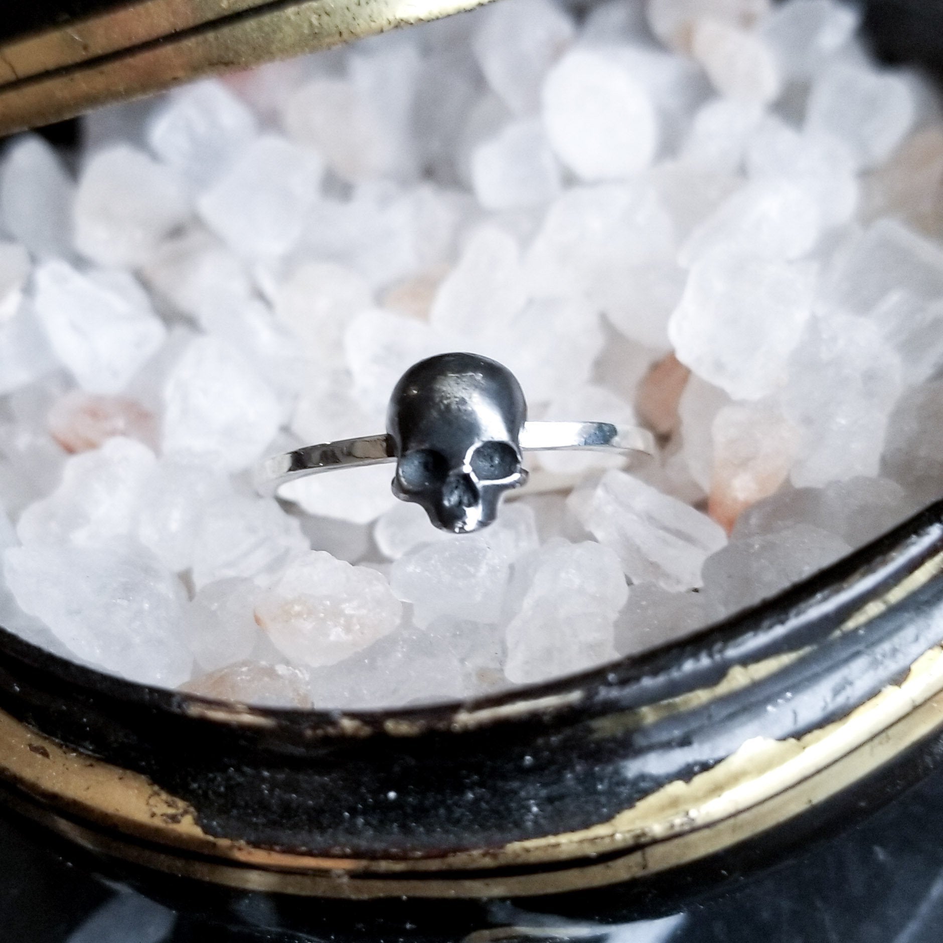 Collection of Tiny Silver Skull Ring Stackable - Inchoo Bijoux in a gallery layout