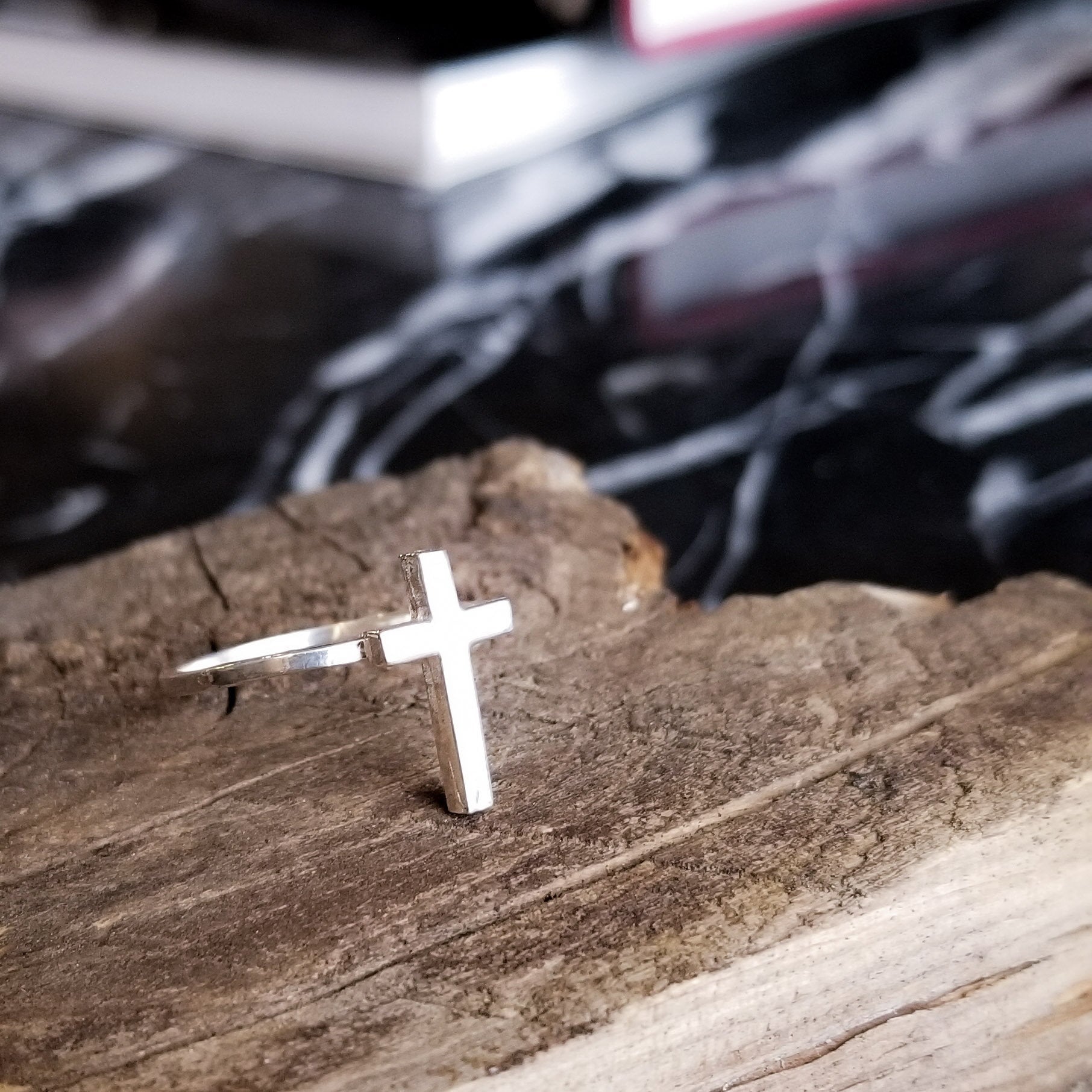 Collection of Tiny Silver Cross Ring - Inchoo Bijoux in a gallery layout