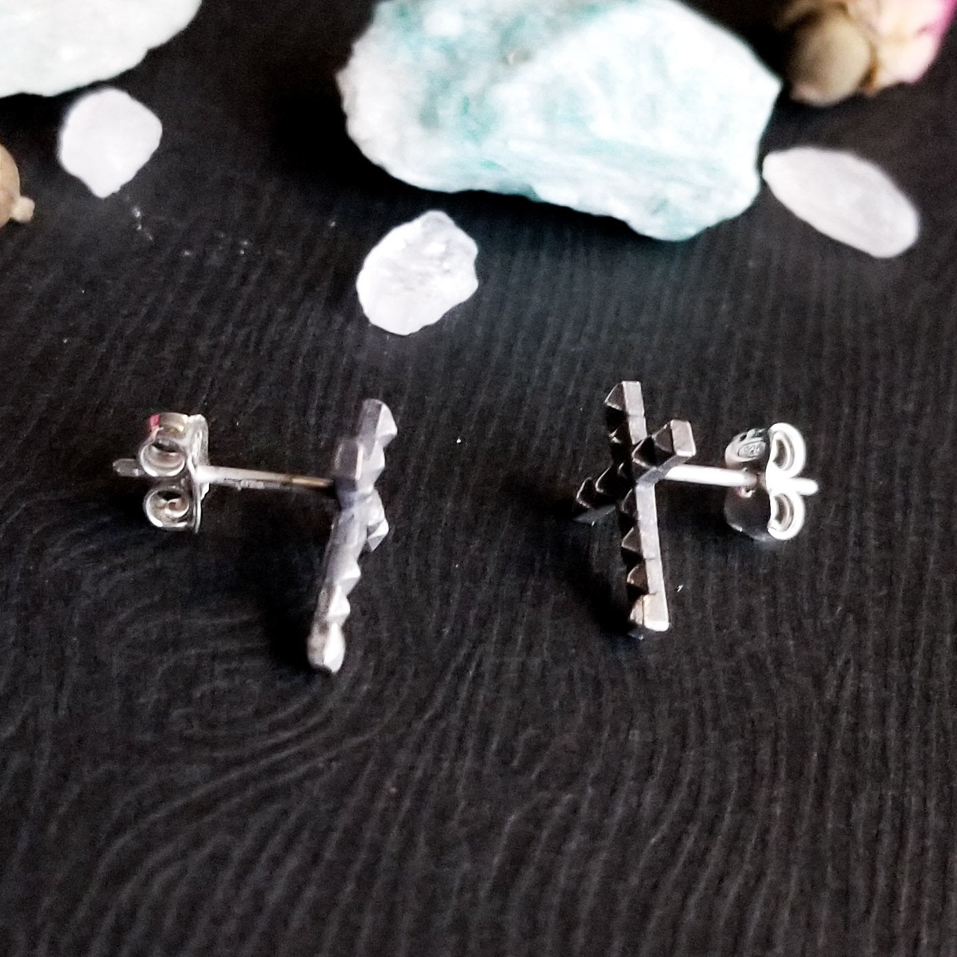 Collection of Tiny Studded Cross Earrings - Inchoo Bijoux in a gallery layout