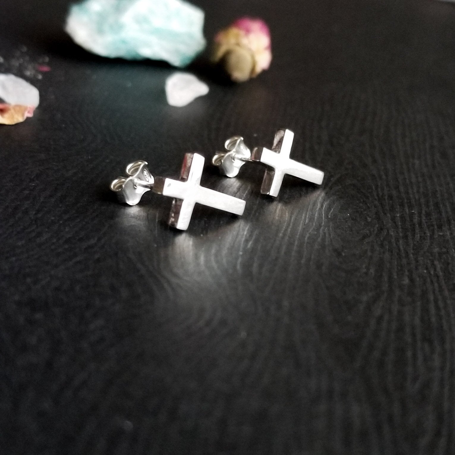 Collection of Simple Small Cross Earrings - Inchoo Bijoux in a gallery layout