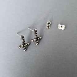 Collection of Inverted Studded Cross Small Earrings - Inchoo Bijoux in a gallery layout