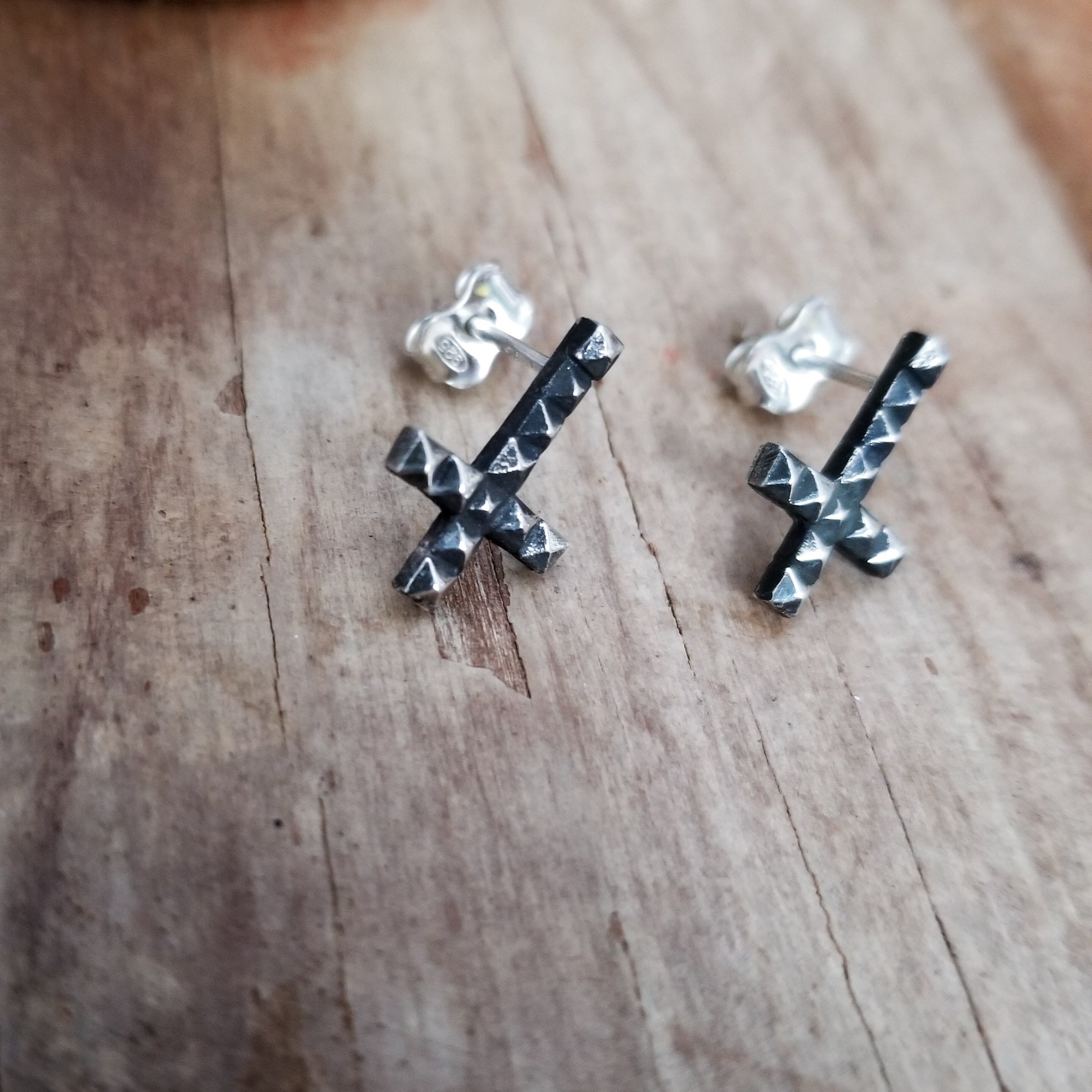 Collection of Inverted Studded Cross Small Earrings - Inchoo Bijoux in a gallery layout