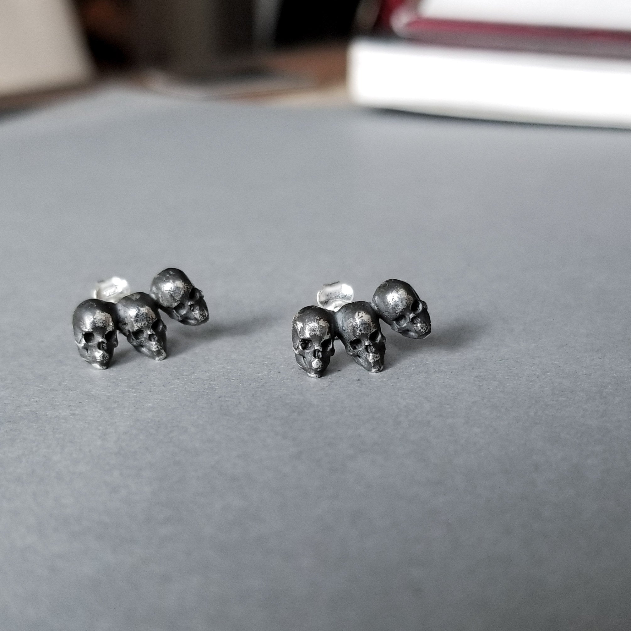 Triple Skull Earring Studs - Inchoo Bijoux