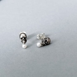 Collection of Tiny Pearl Skull Earrings - Inchoo Bijoux in a gallery layout