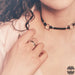 Black Leather O-Ring Choker Celestial Necklace - Inchoo Bijoux