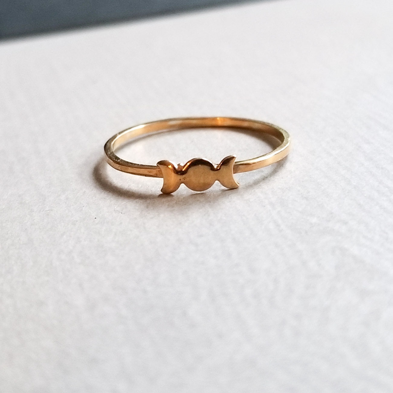 Moon Ring Simple Rose Gold Ring Stacking Rings Moon Phases Thin