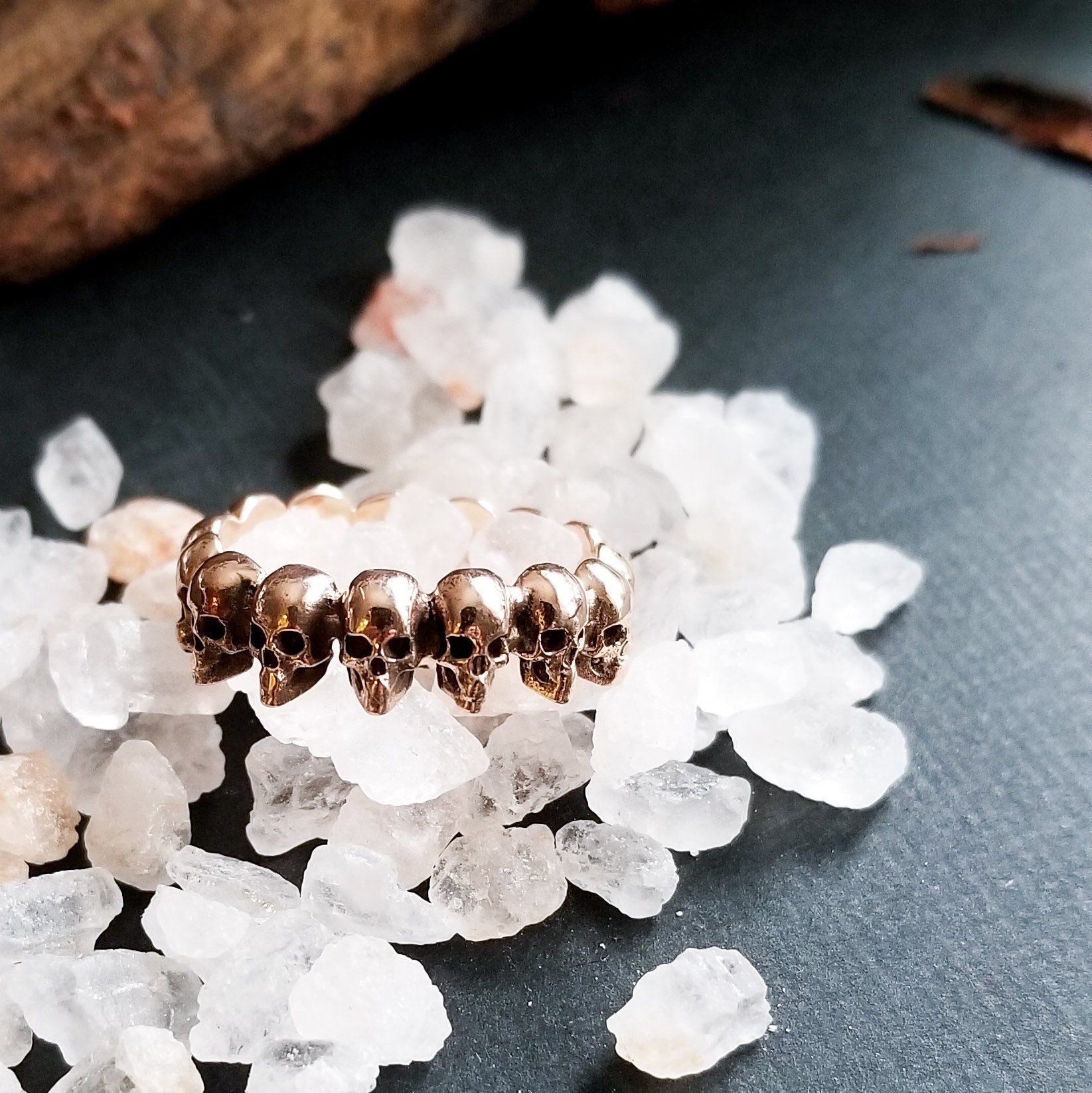 Collection of Rose Gold Eternity Skull Ring 14K - Inchoo Bijoux in a gallery layout