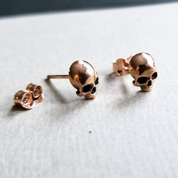 Collection of 14K Rose Gold Skull Stud Earrings - Inchoo Bijoux in a gallery layout