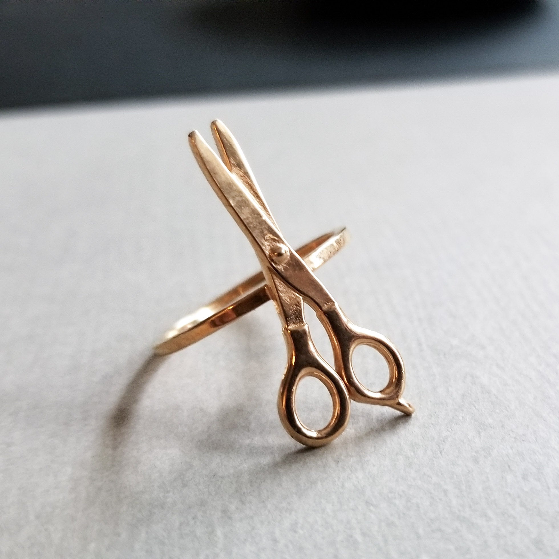 Collection of Rose Gold Scissor Ring 14K - Inchoo Bijoux in a gallery layout