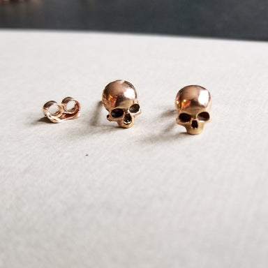 14K Rose Gold Skull Stud Earrings - Inchoo Bijoux