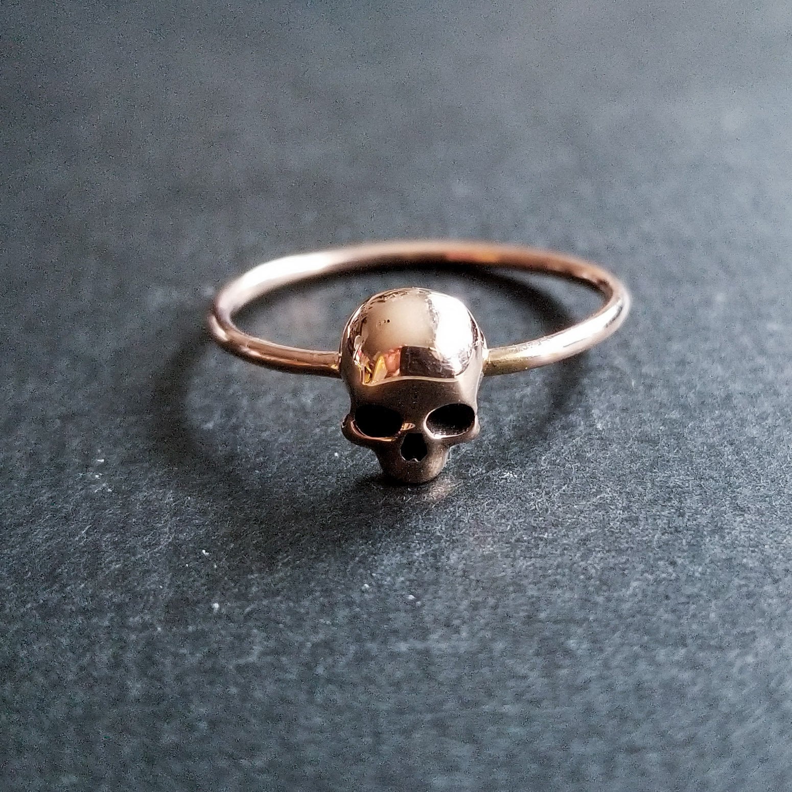 Collection of 14k Rose Gold Small Skull Engagement Ring - Inchoo Bijoux in a gallery layout