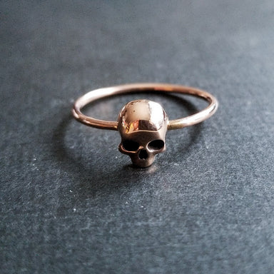 14k Rose Gold Small Skull Engagement Ring - Inchoo Bijoux