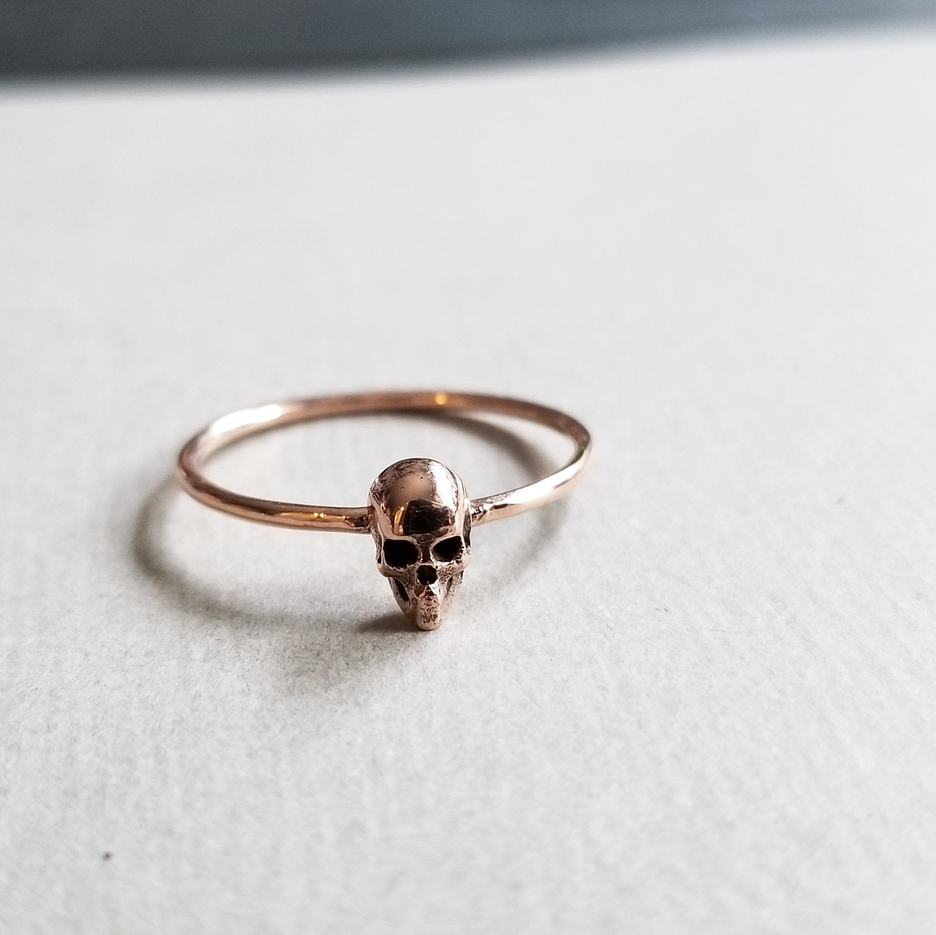 14K Rose Gold Tiny Skull Ring-Ring-Inchoo Bijoux-Inchoo Bijoux
