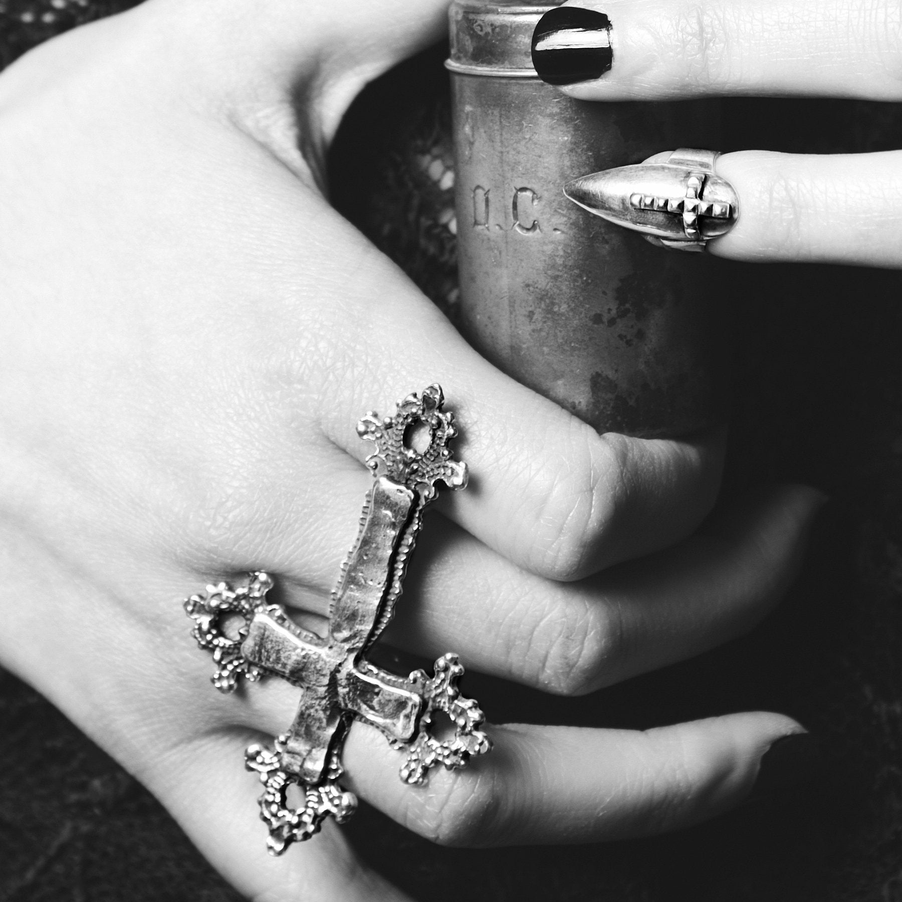 Collection of Big Baroque Cross 2 Finger Ring - Inchoo Bijoux in a gallery layout