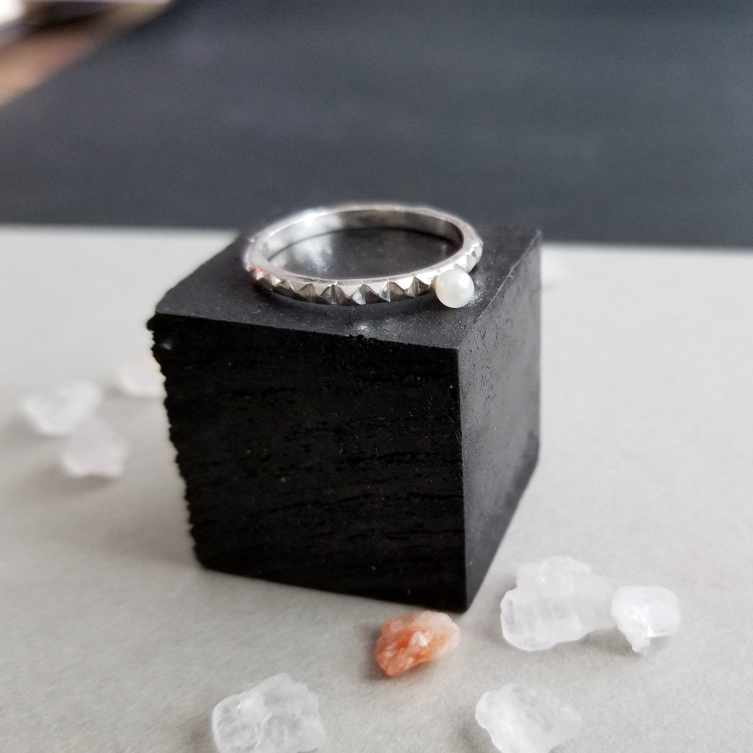 Collection of Thin Studded Pearl Ring-Ring-Inchoo Bijoux-Inchoo Bijoux in a gallery layout