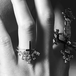 Collection of Tiny Silver Cross Ring - Inchoo Bijoux in a gallery layout