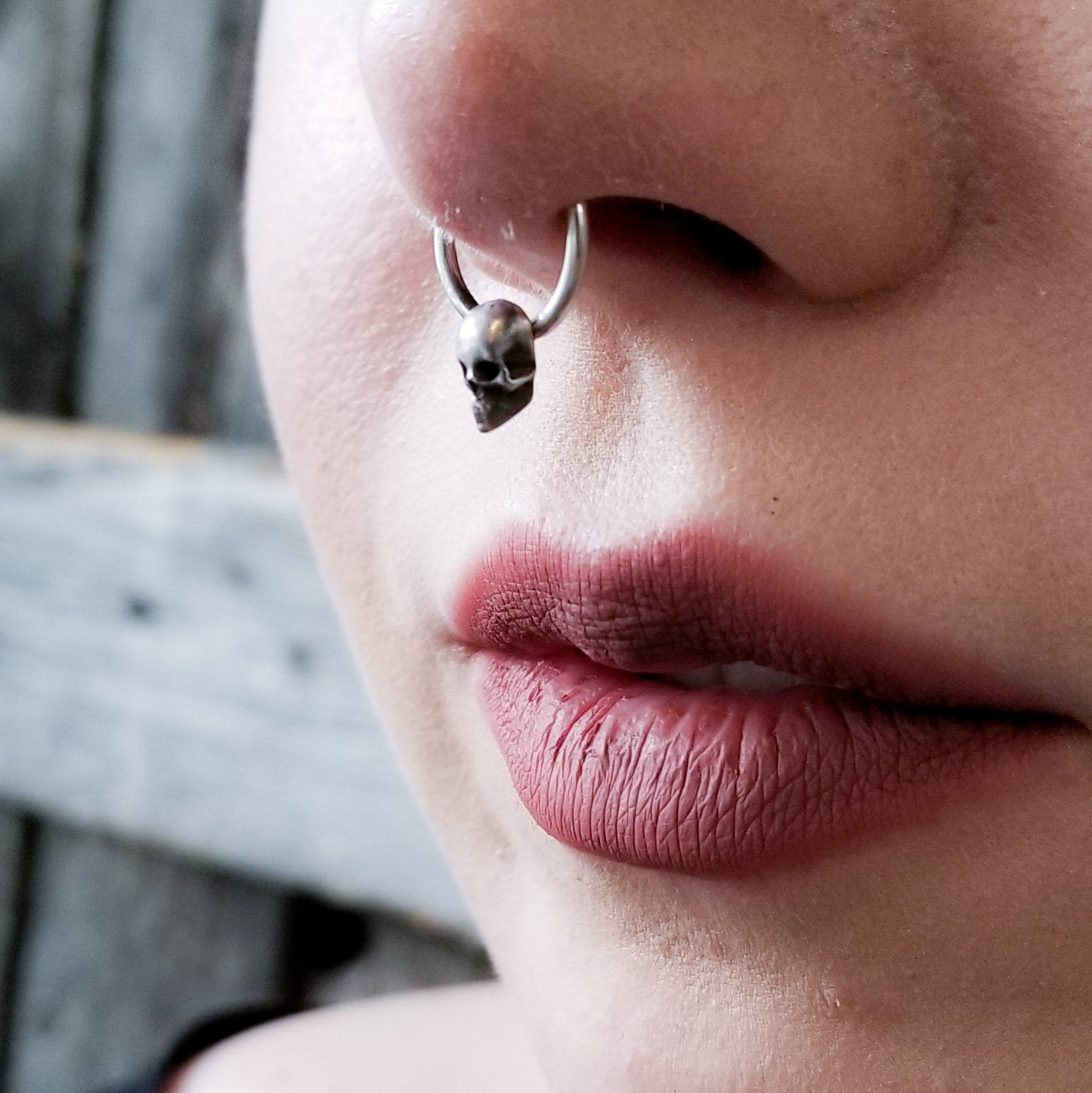 Collection of Minimal Skull Septum Ring - Inchoo Bijoux in a gallery layout