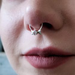 Collection of Rainbow Moonstone Lunar Phase Septum Piercing - Inchoo Bijoux in a gallery layout